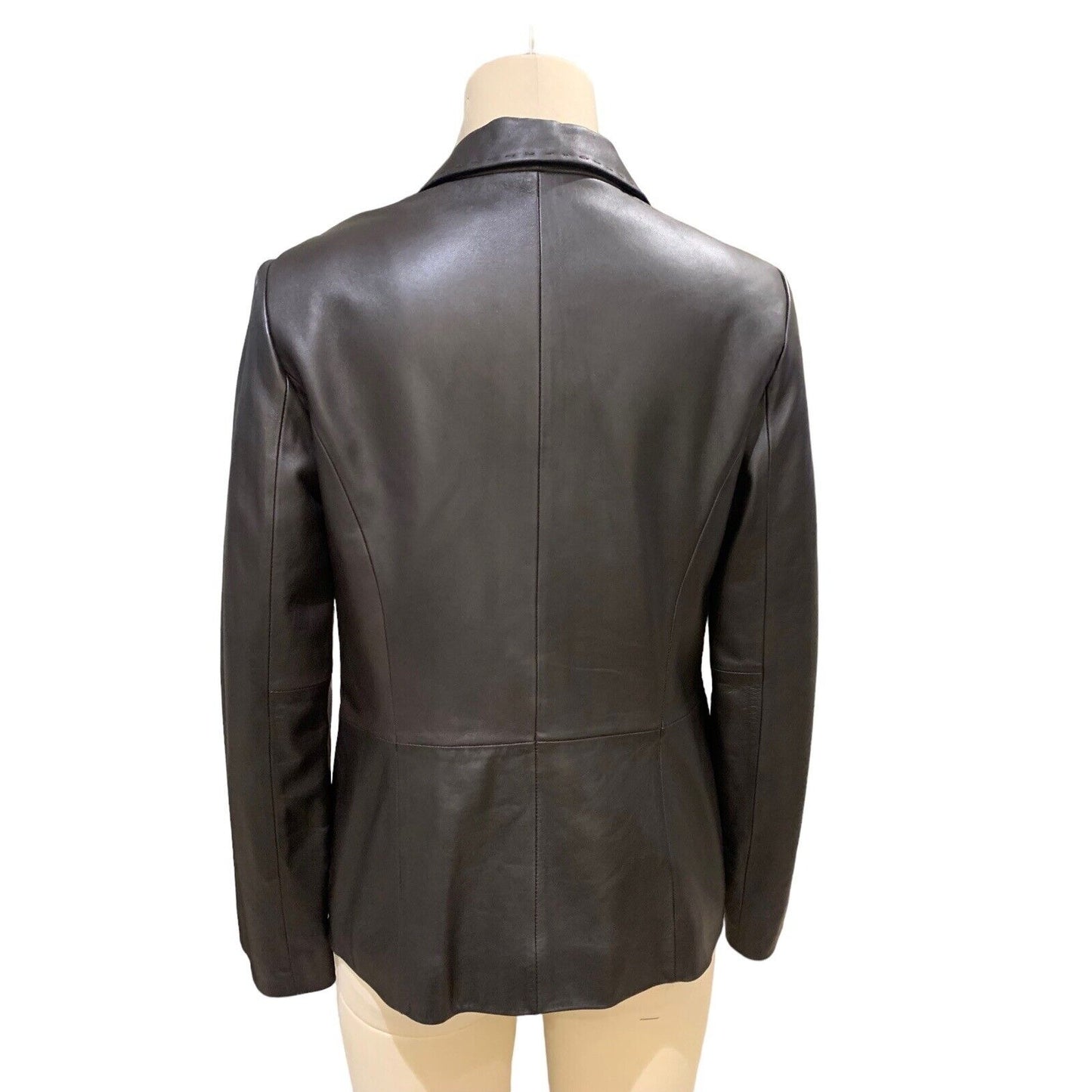 Back Of Women's Brown Leather Blazer