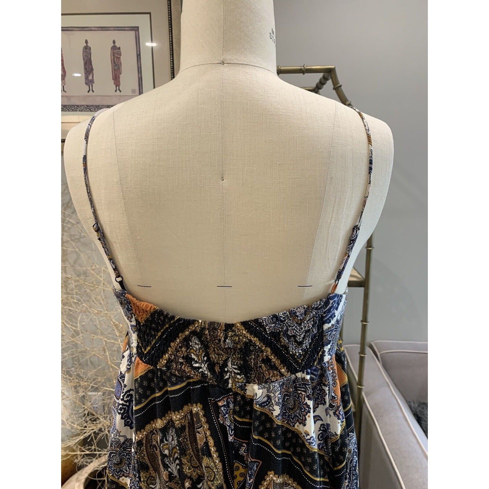Rear View Of Printed Handkerchief-Style Sundress