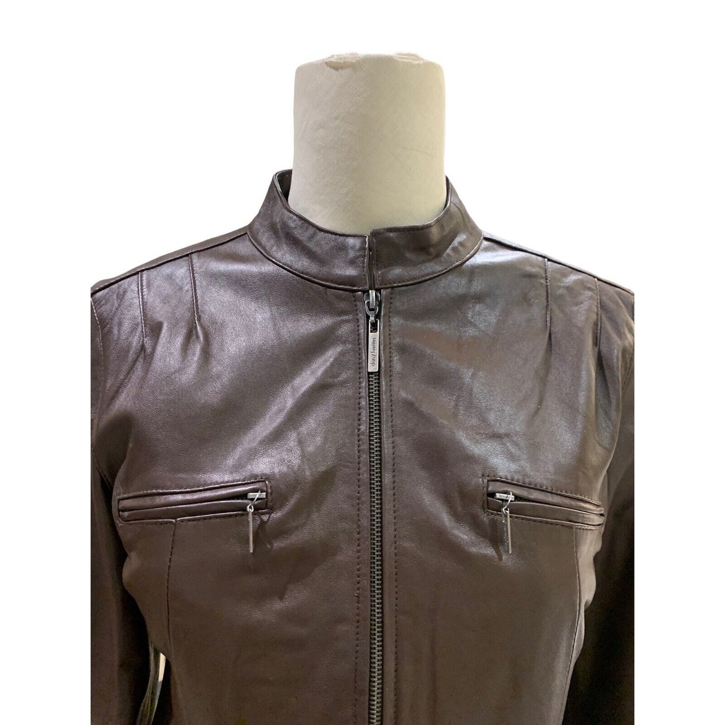 Women’s Leather Jacket With Pleated Peplum Details By Daisy Fuentes