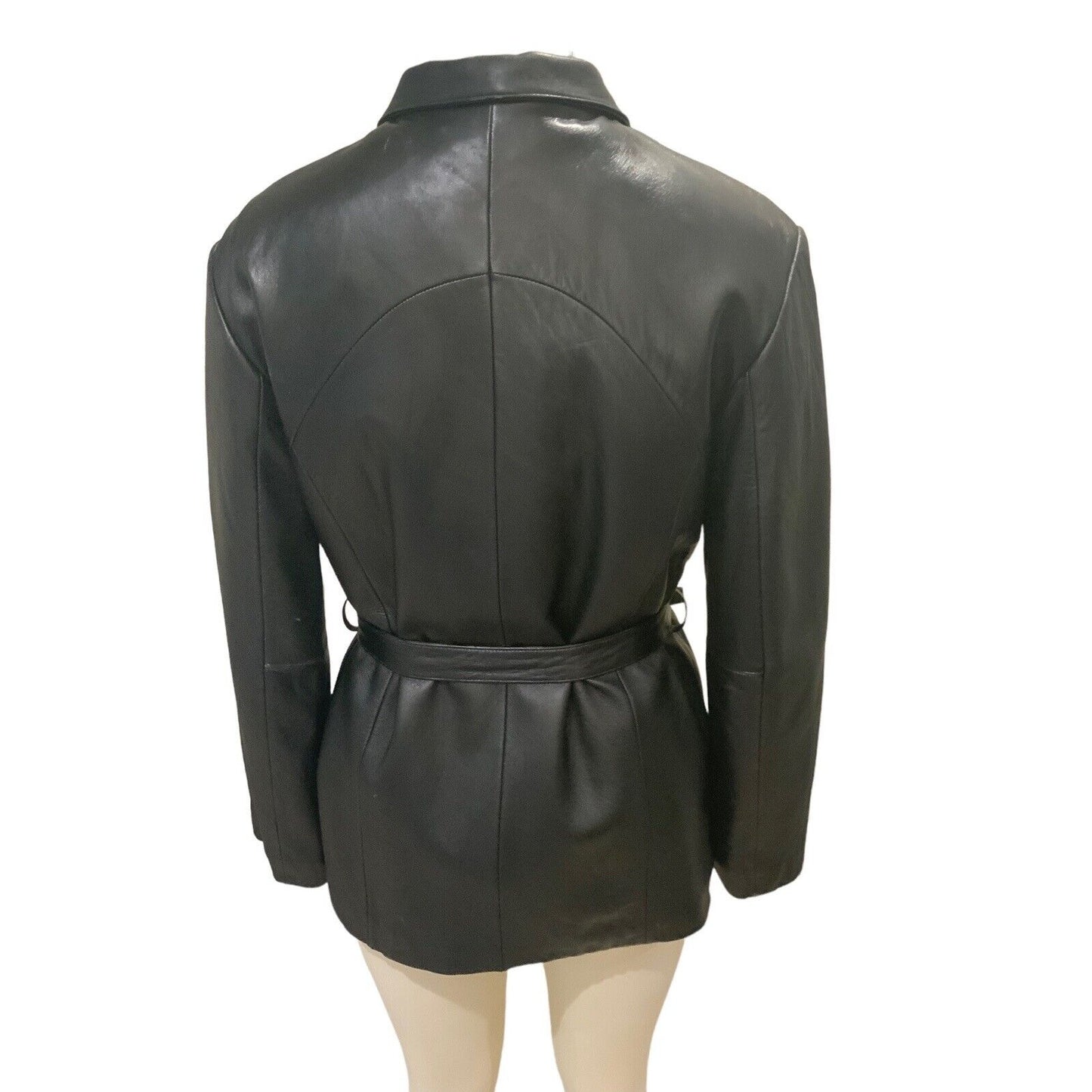 Back View Of Women's Leather Jacket With Zip Out Lining