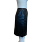 Side View Of Women's Leather Front Slit Short Skirt
