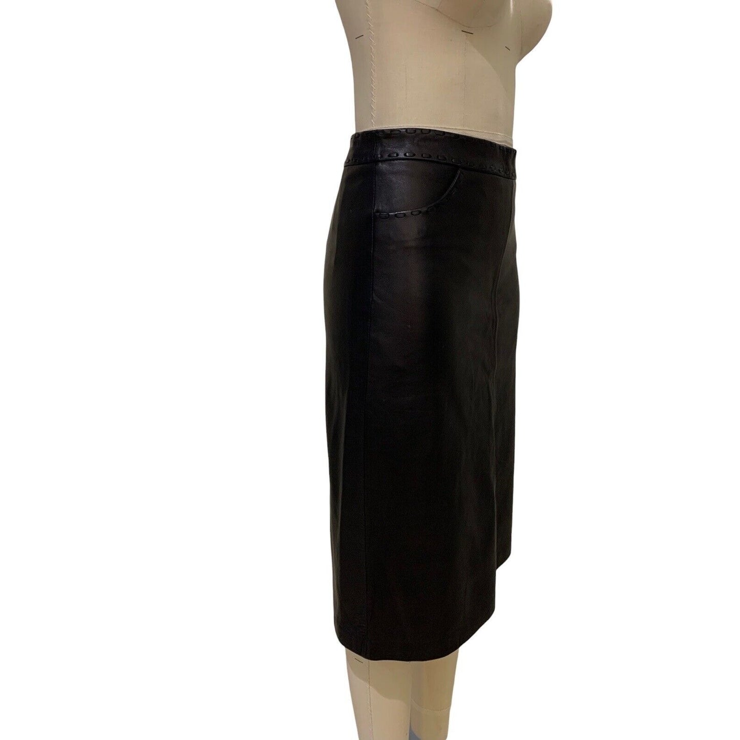 Side View Of Leather Pencil Skirt