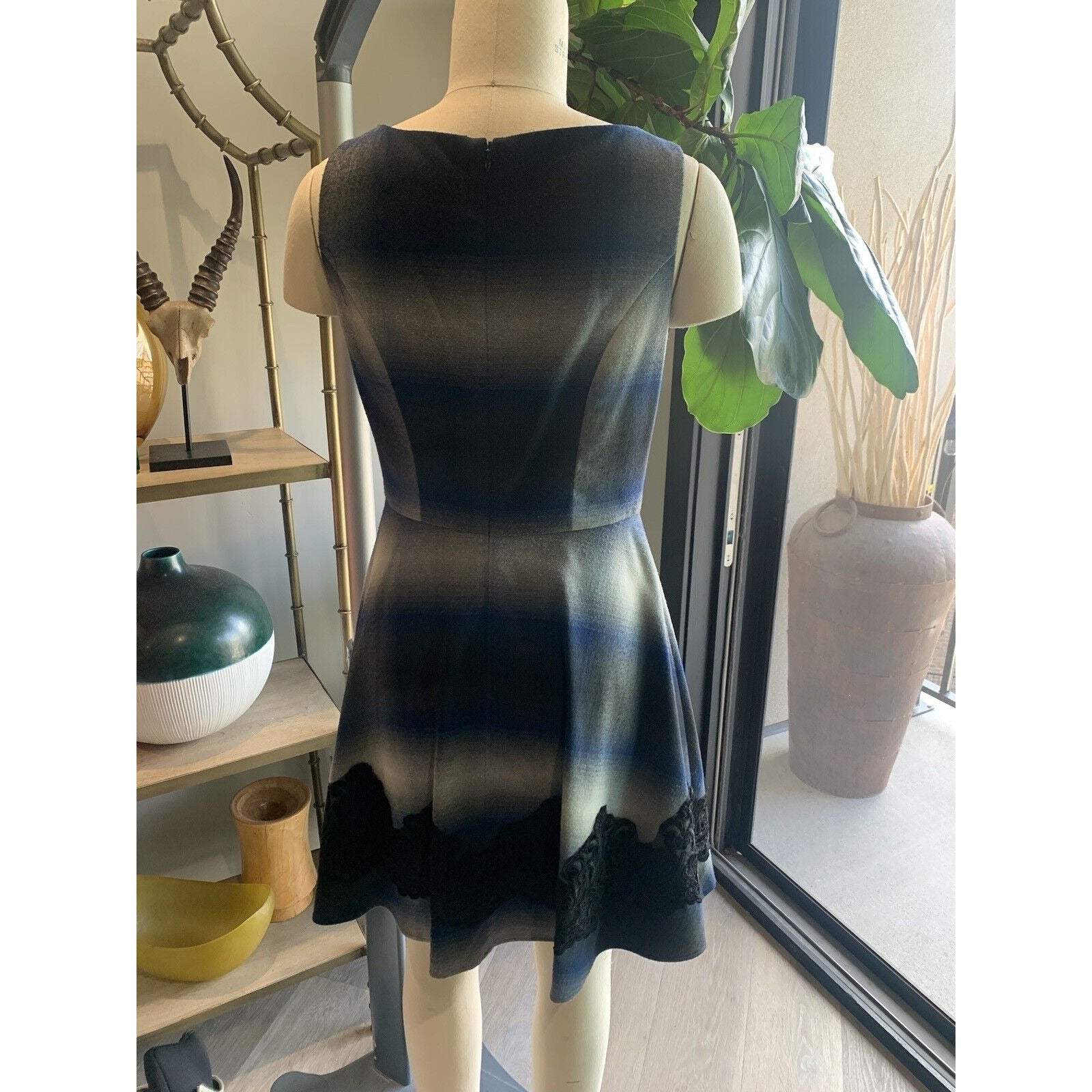 Rear View Of Ombre Sleeveless Flare Bottom Dress