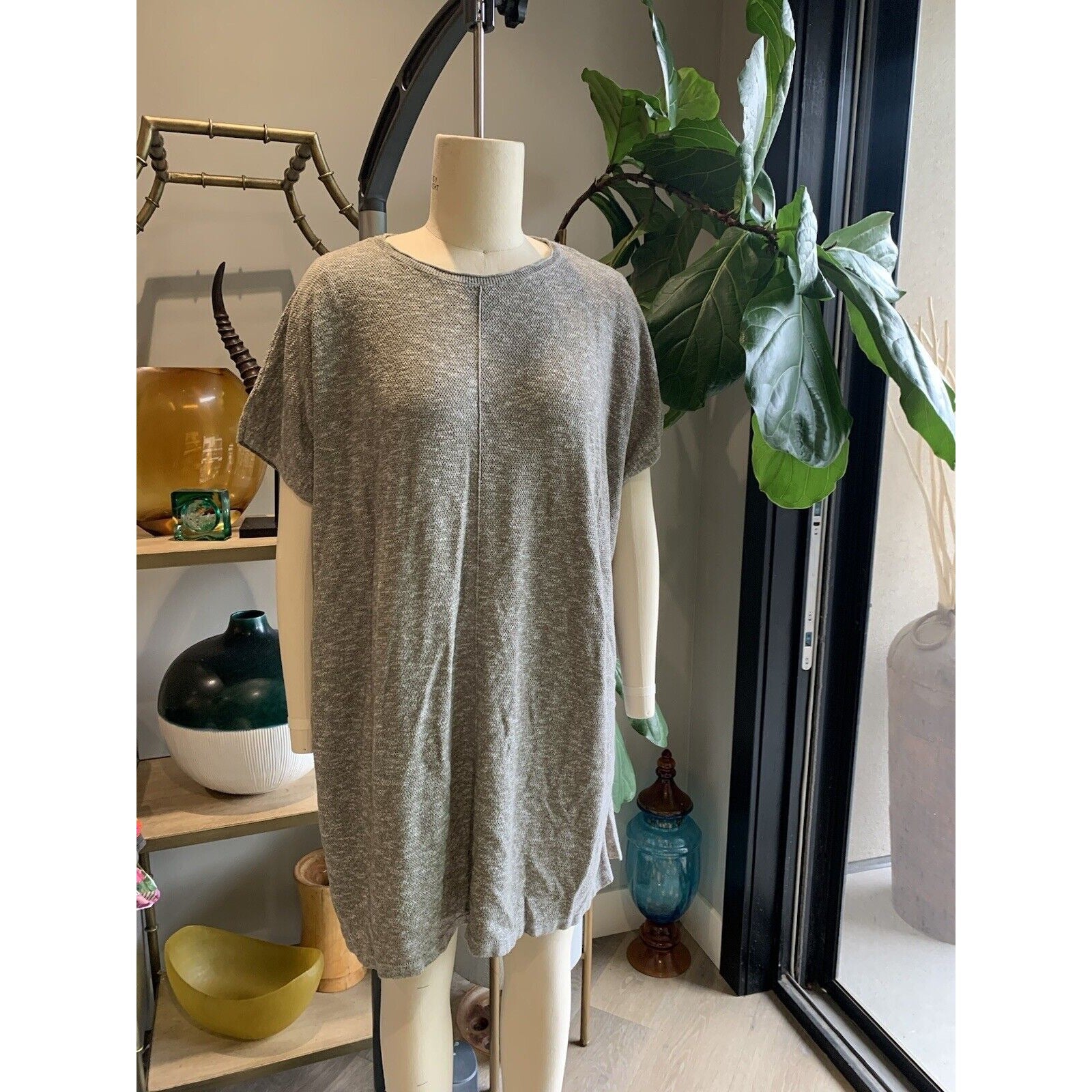 Front View Of Women's Marled Tunic Sweater