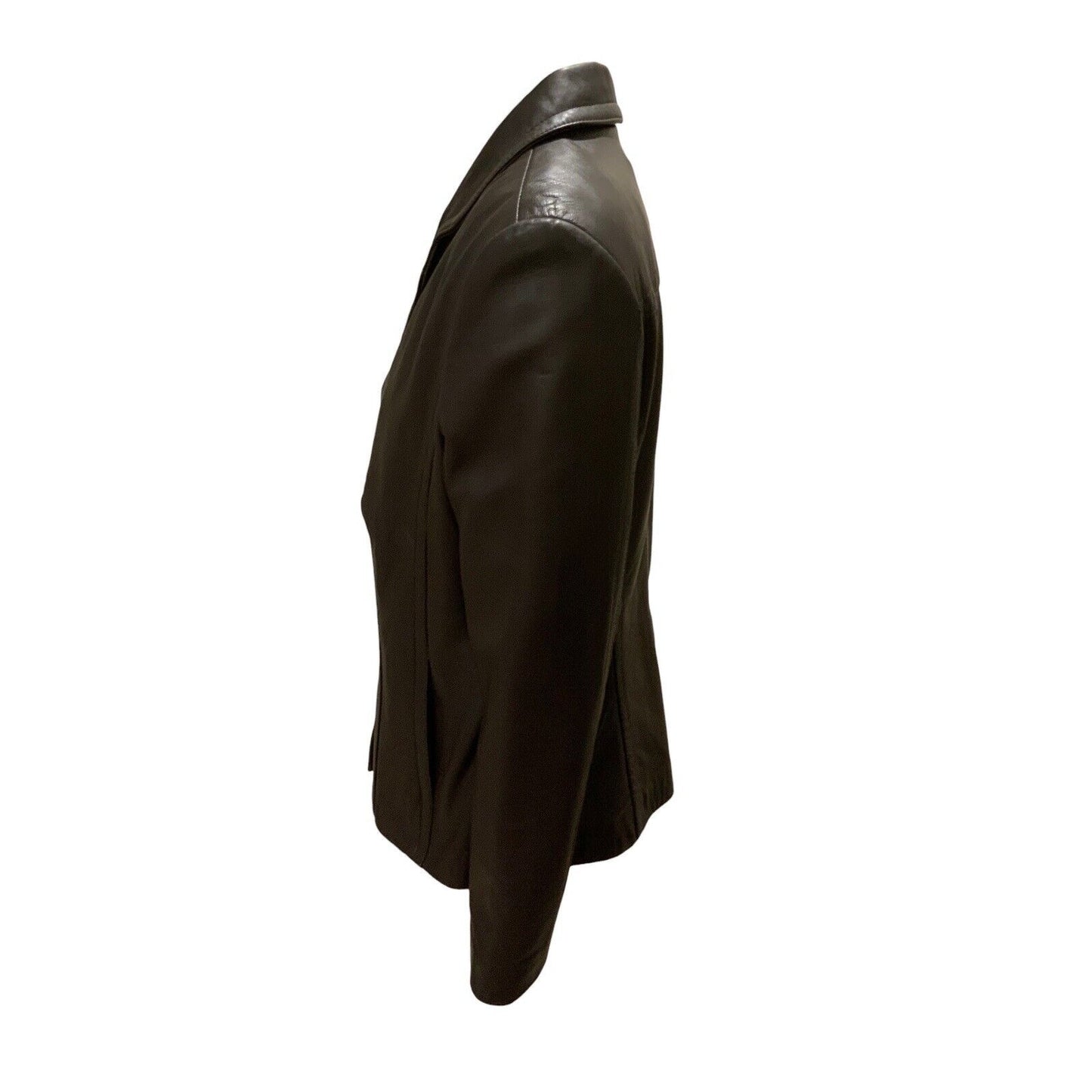 Side View Of Women's Lambskin Leather Blazer