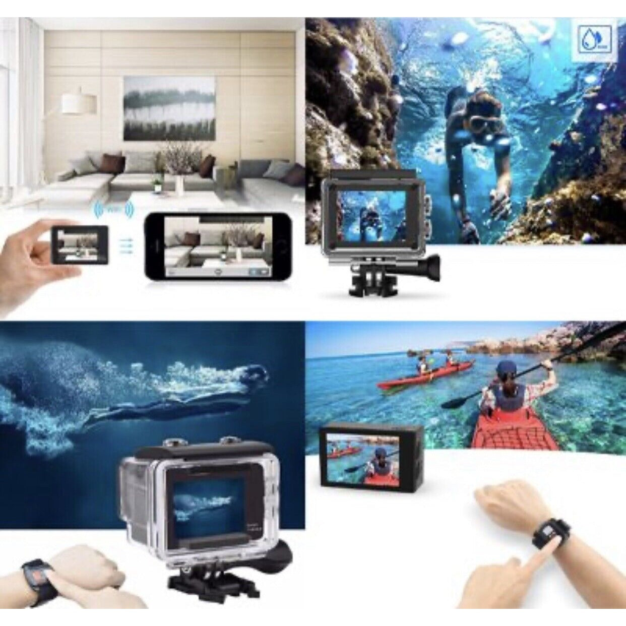 4K Waterproof All Digital WiFi Video Camera + Remote And Accessories