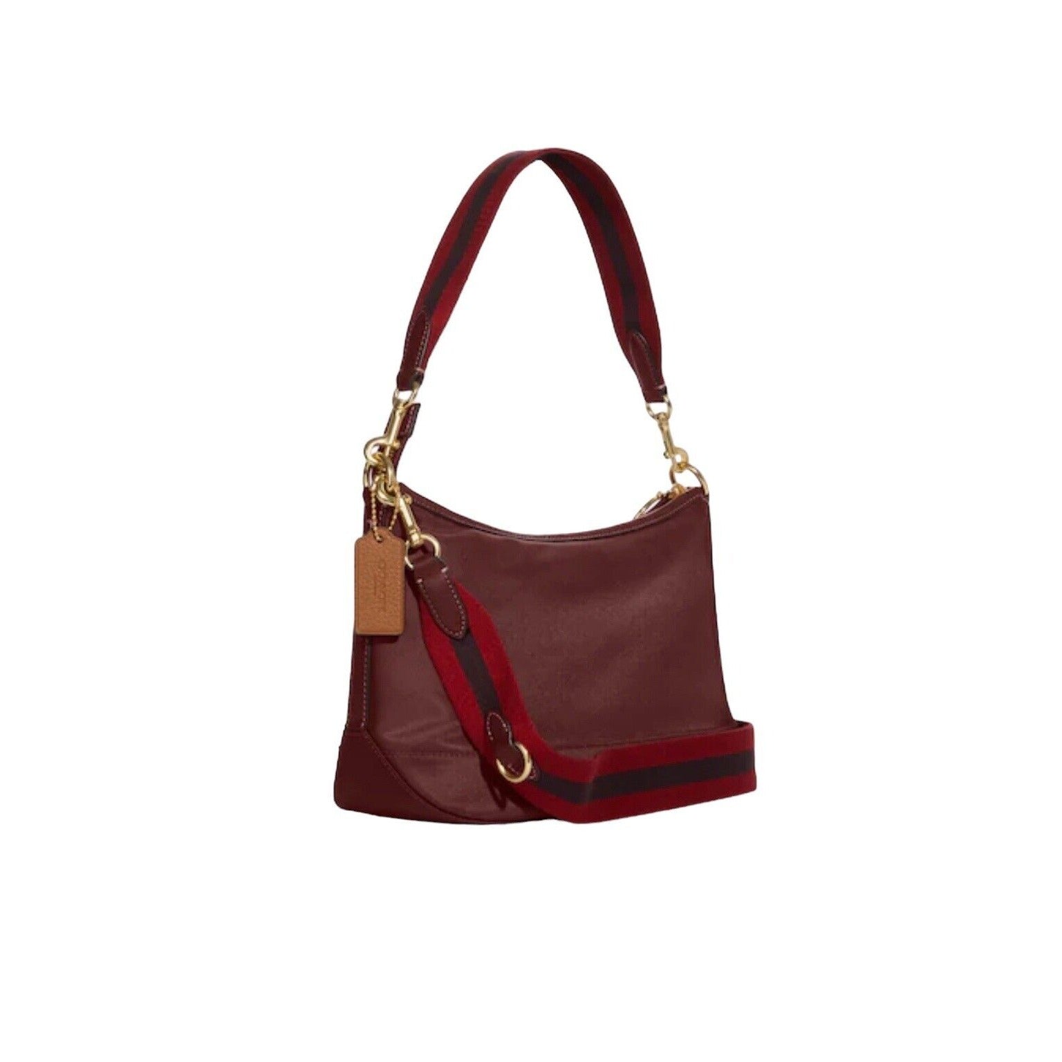 Burgundy Shoulder Bag With Shoulder Detachable Strap And Detachable Handle