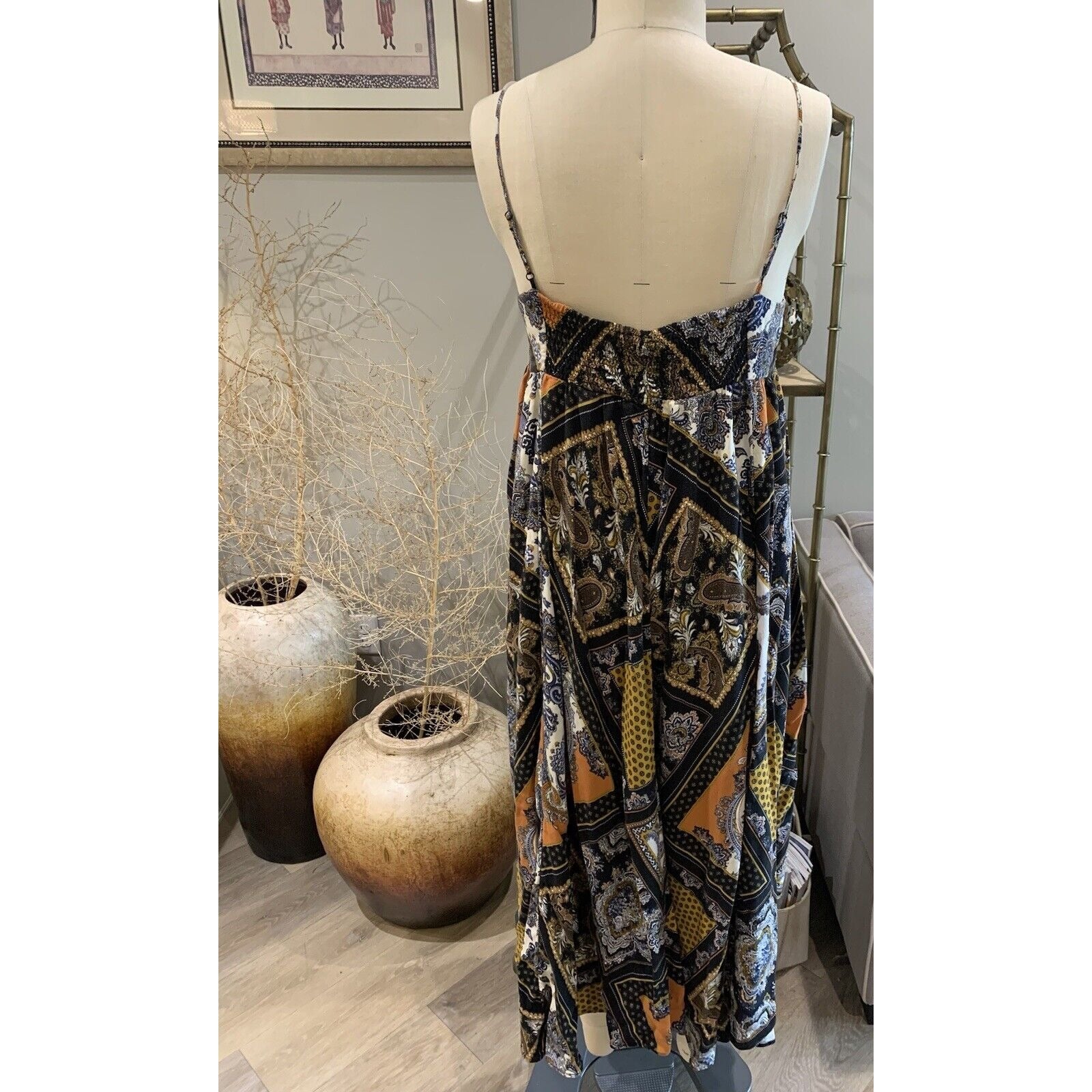 Rear View Of Printed Handkerchief-Style Sundress