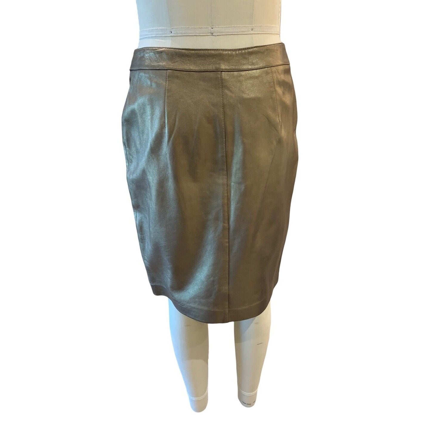 Rear View Of Gold Lamb Leather Skirt