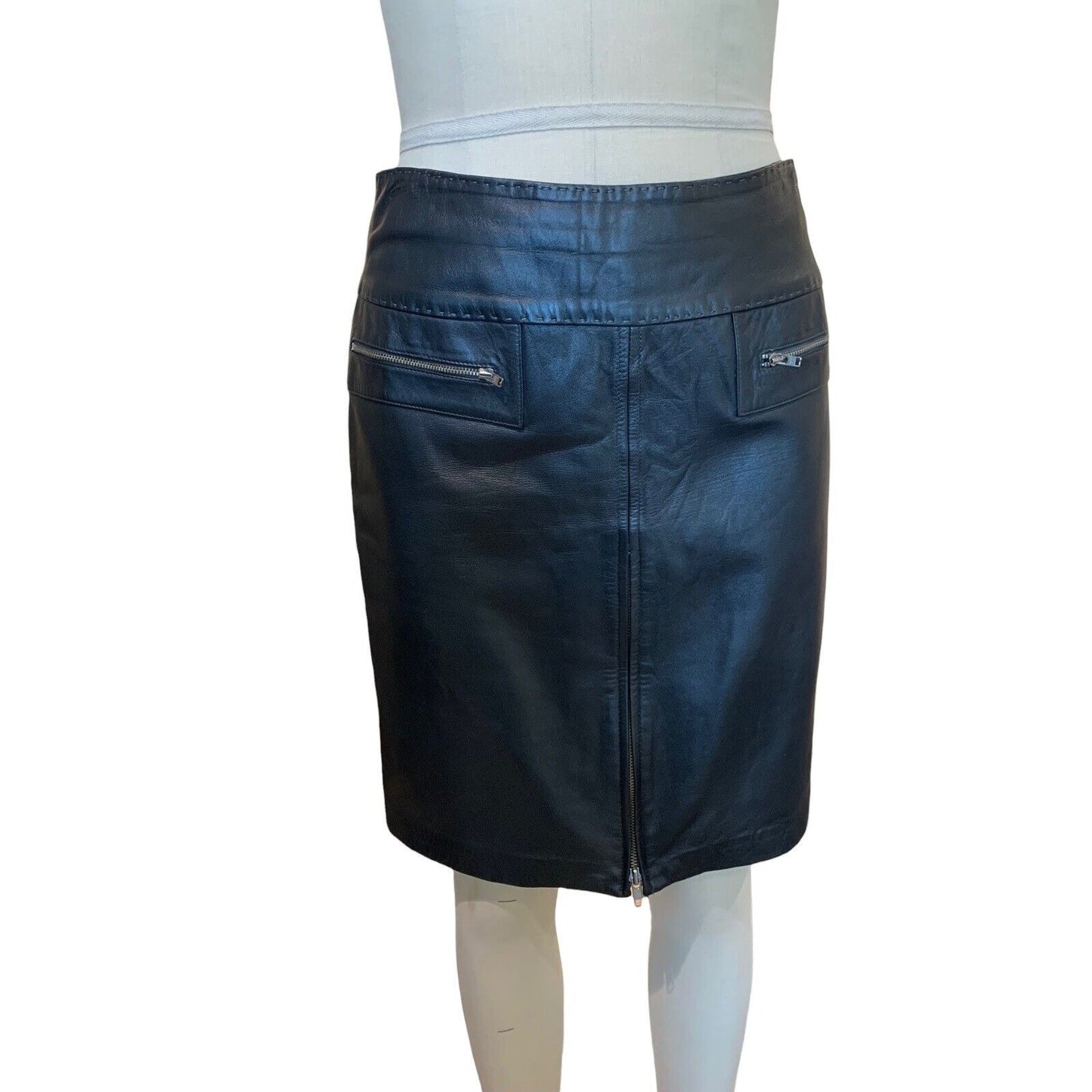 Women's Leather Zip Front Skirt