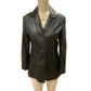 Women's Leather Mid-Length Blazer Jacket