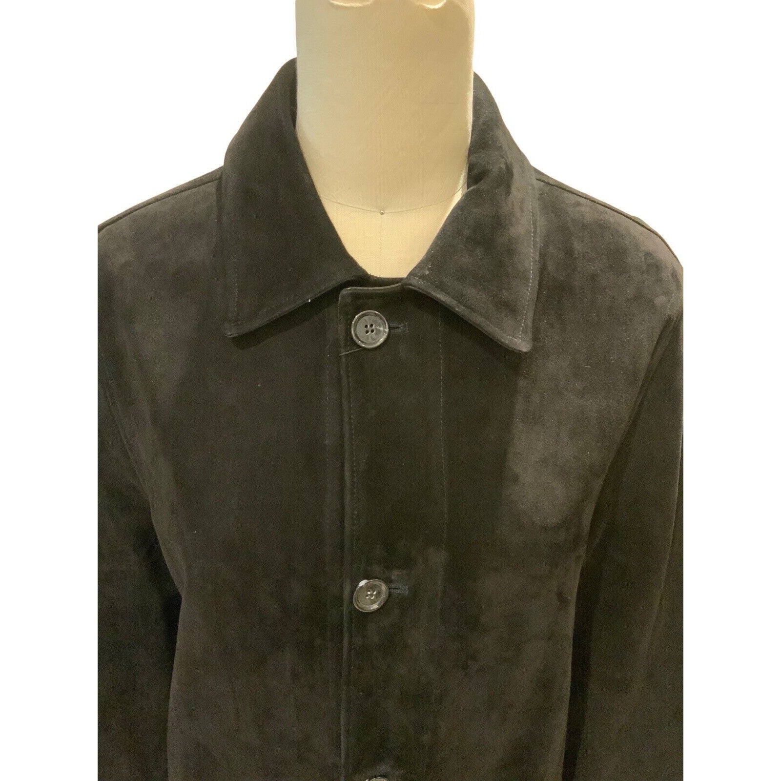 Closeup Of Men's Black Reversible Leather Jacket
