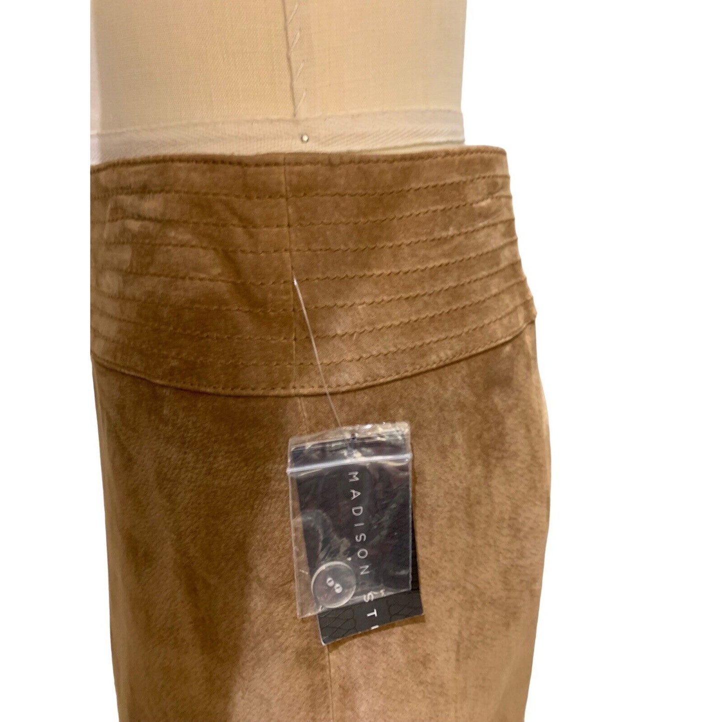 Side View Of Women's Suede Skirt With Tags