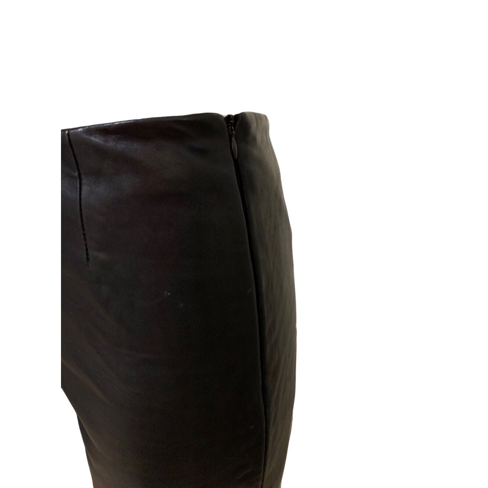 Closeup Of Side View Of Women's Lambskin Leather Pant