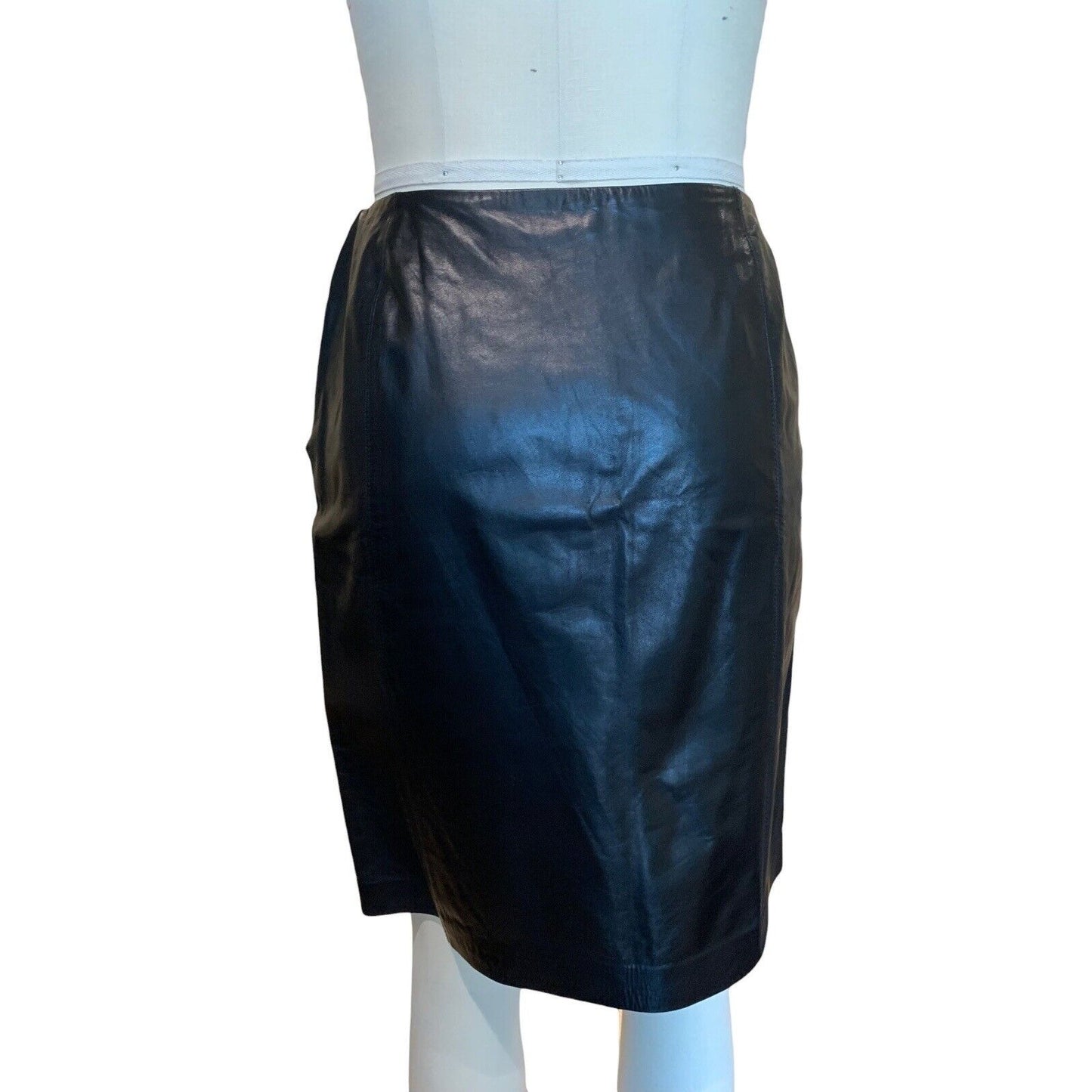 Back Of Women's Leather Front Slit Short Skirt