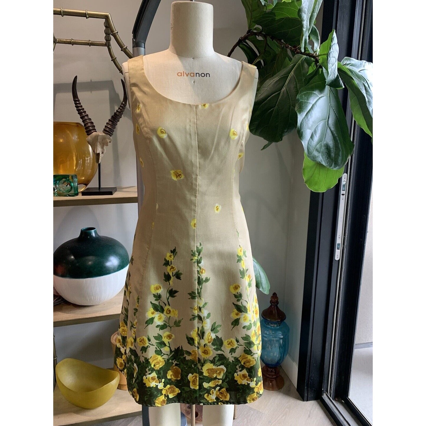 Tan And Floral Cocktail Dress