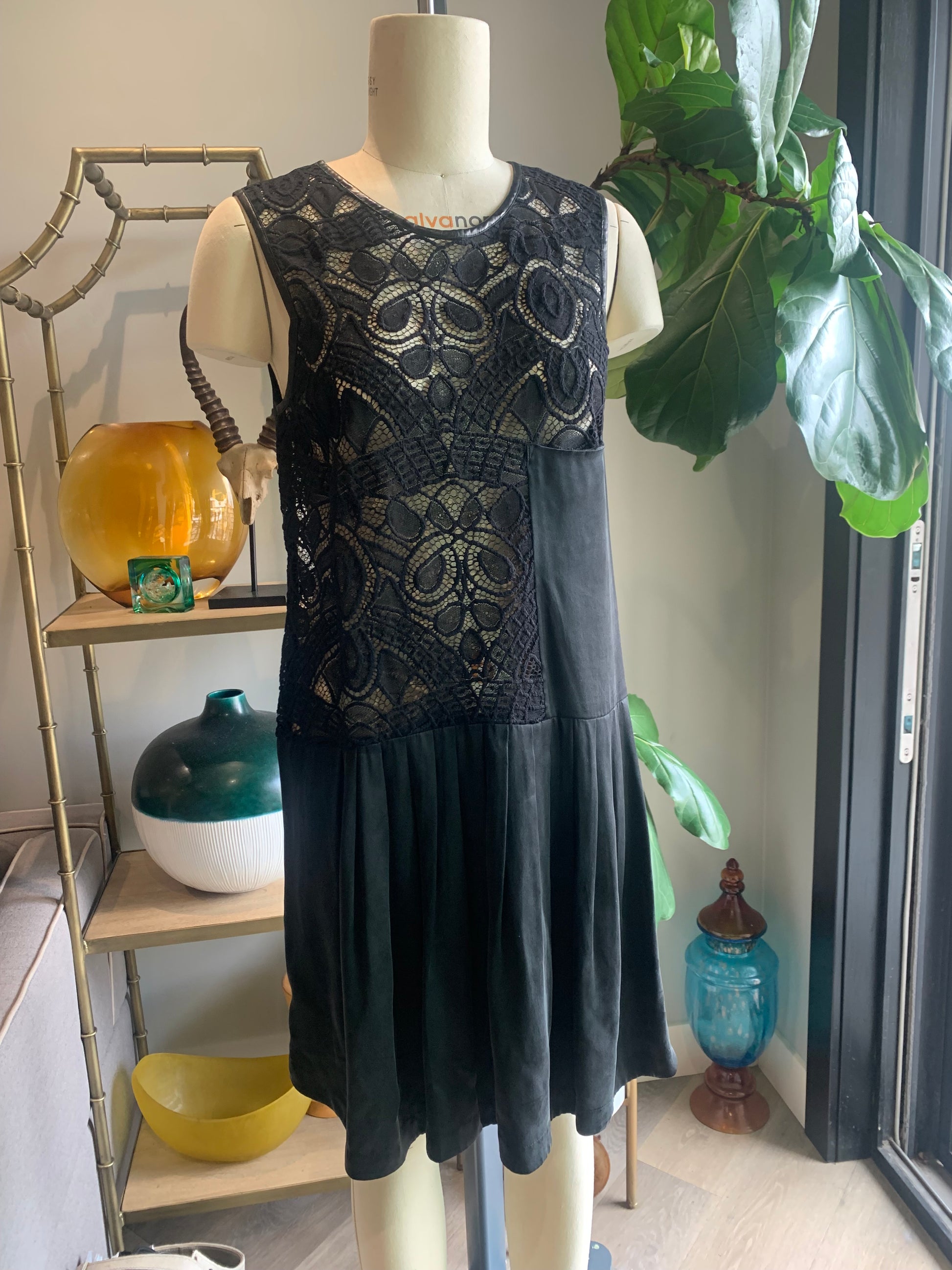 Front View Of Black Sleeveless Dress