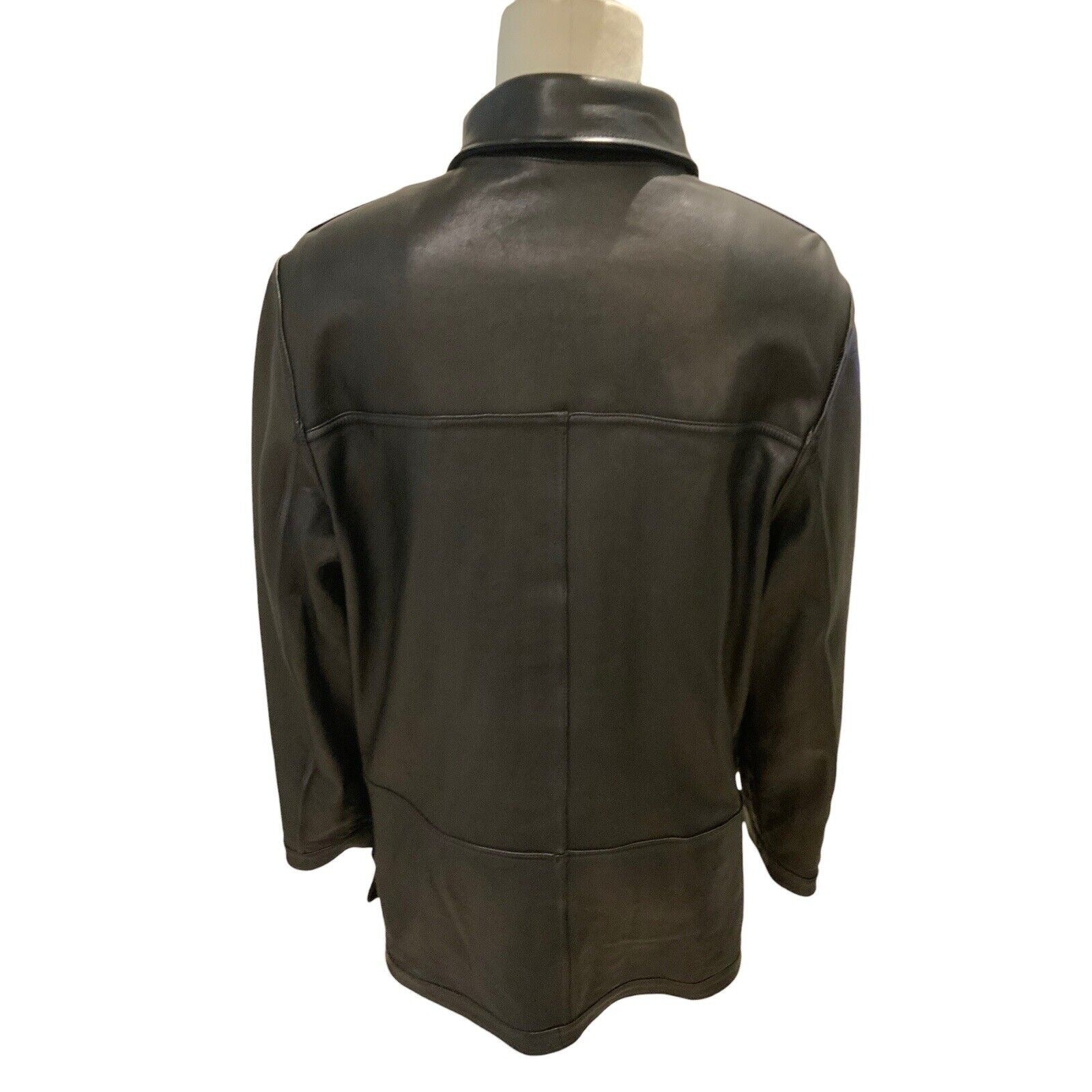 Back Of Men's Black Reversible Leather Jacket