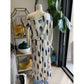 Back View Of One Shoulder Blouson Dress With Blue Feather Print