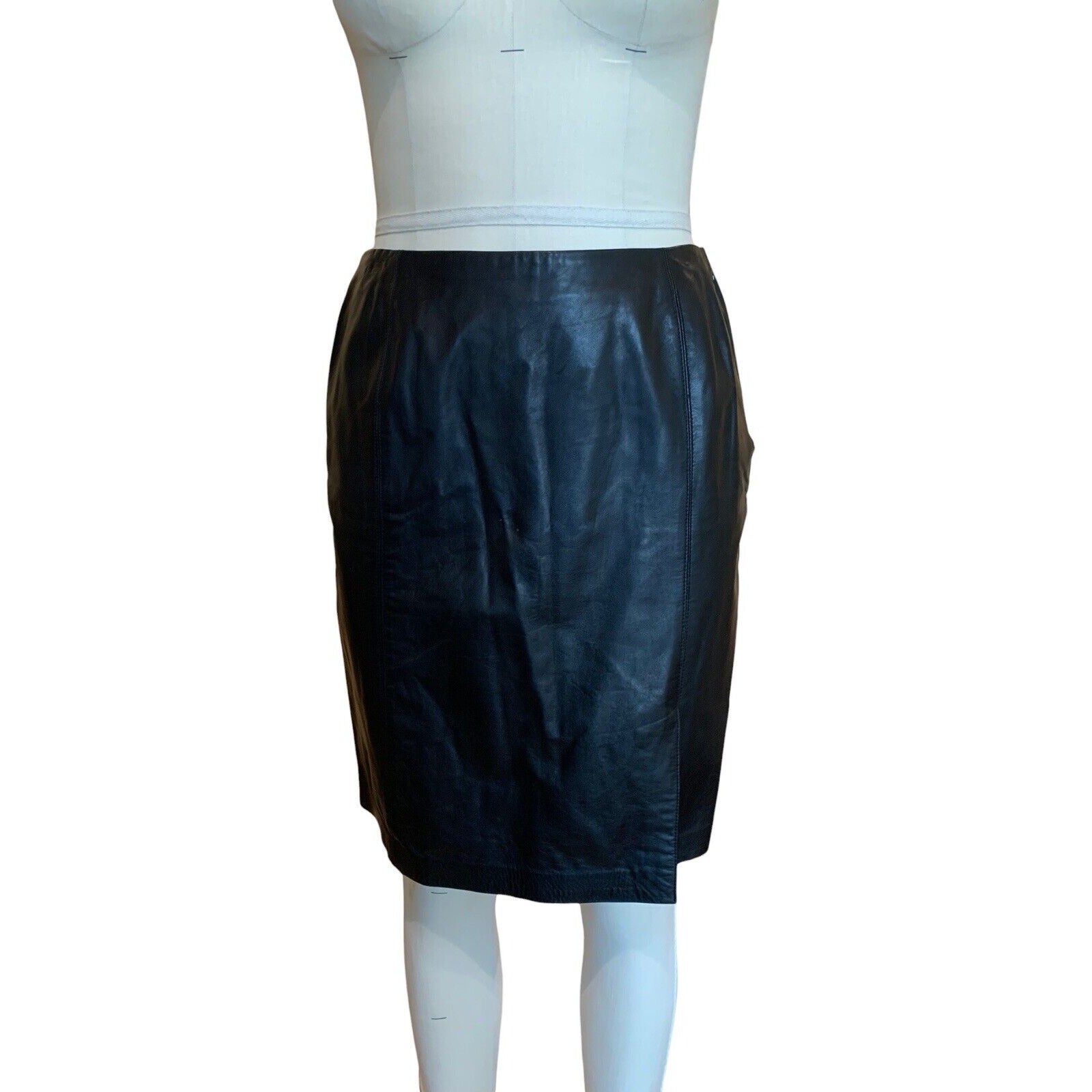 Women's Leather Front Slit Short Skirt