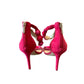 Rear View Of 4 1/4" Pink High-Heel Ankle Strap Sandals