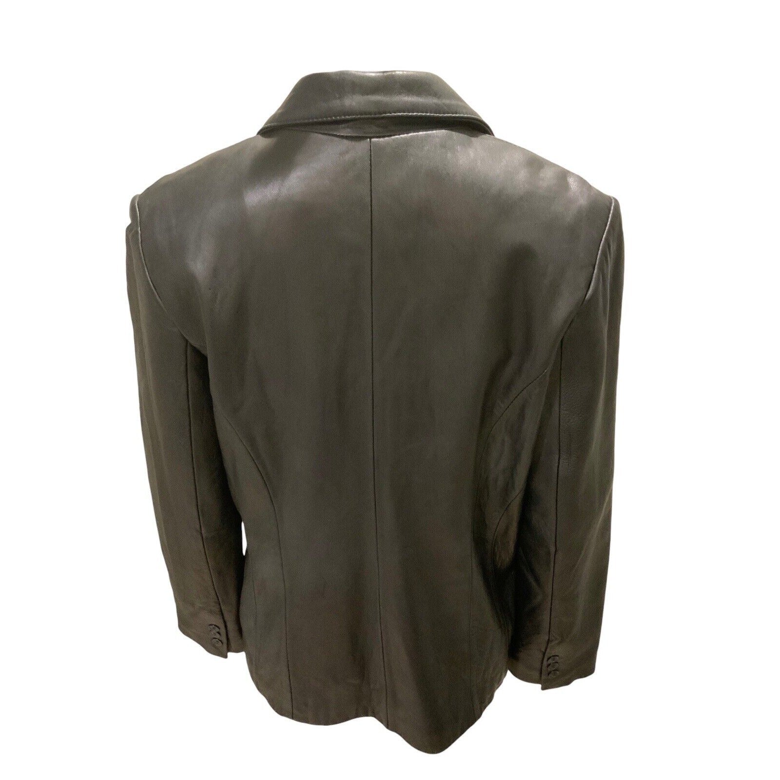 Back View Of Women's Leather Blazer Jacket