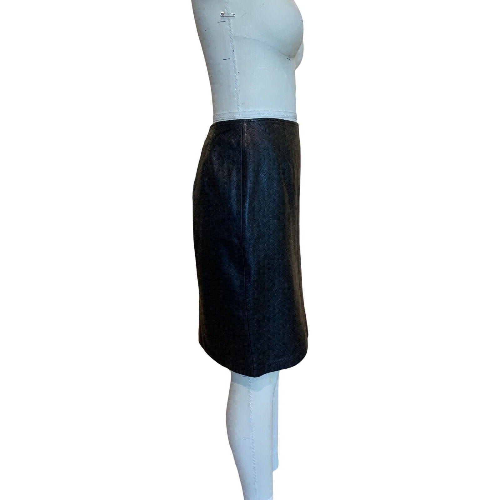Side View Of Women's Leather Pencil Skirt 