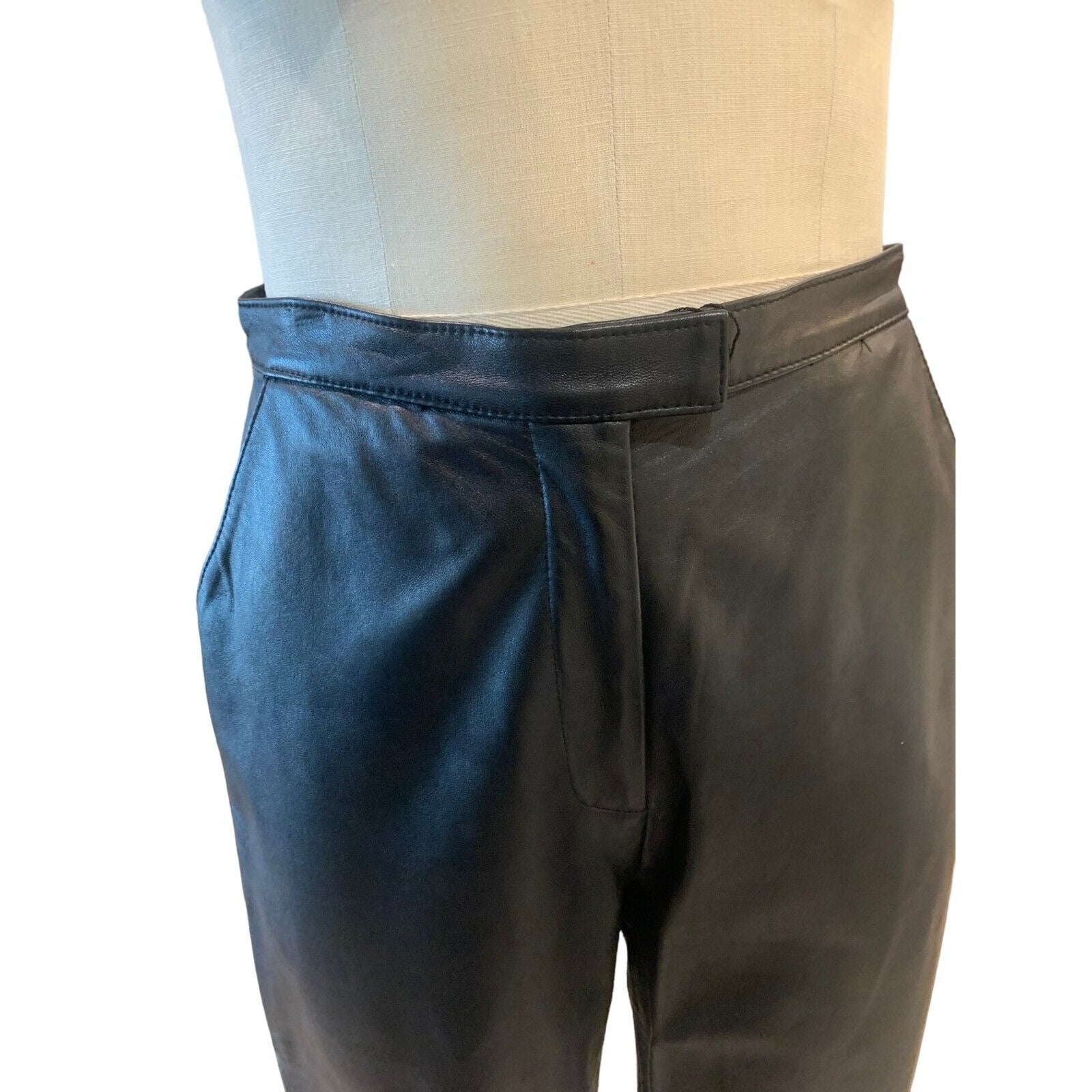 Closeup Of Front Of Women's Leather Pant