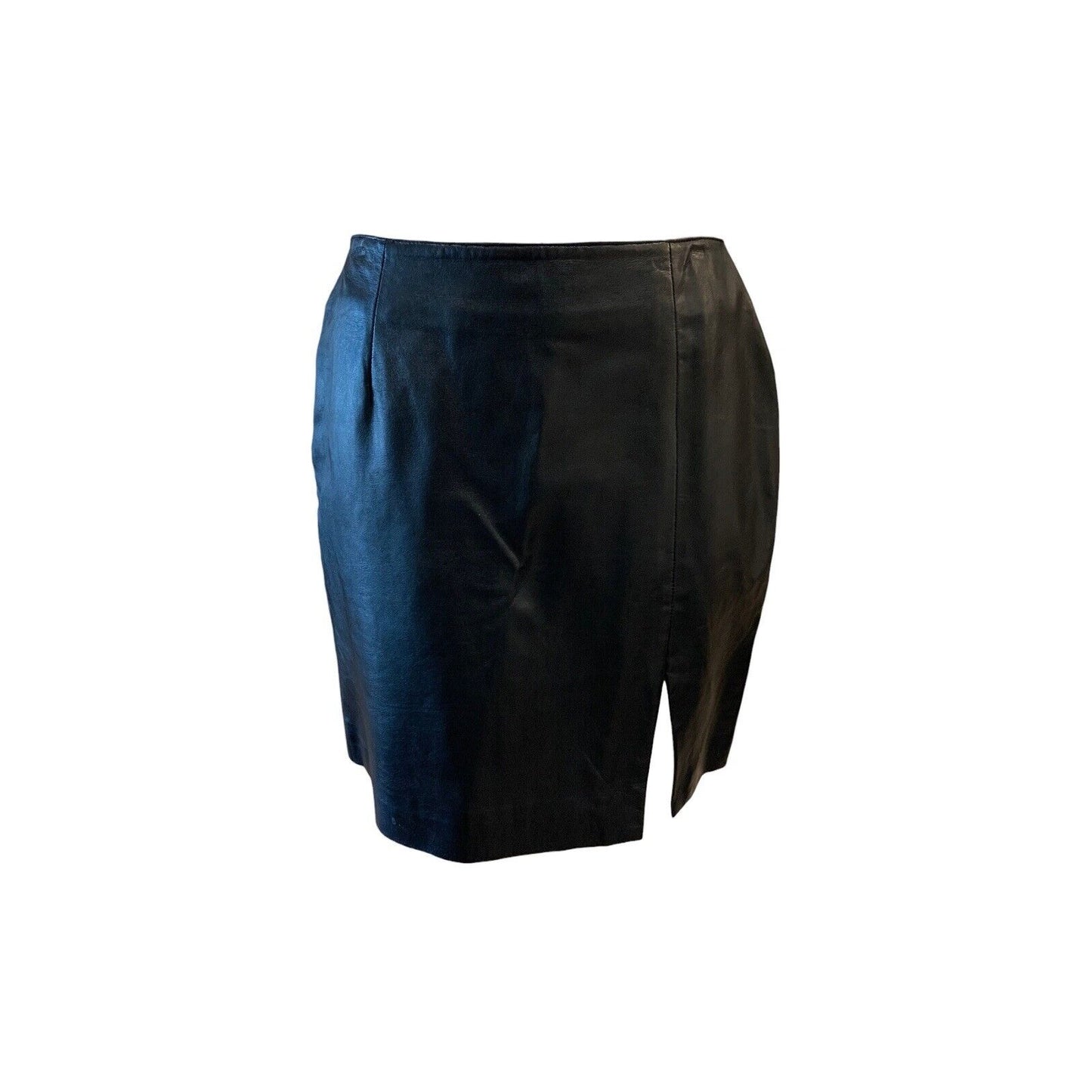 Women's Short Leather Skirt With Side Slit
