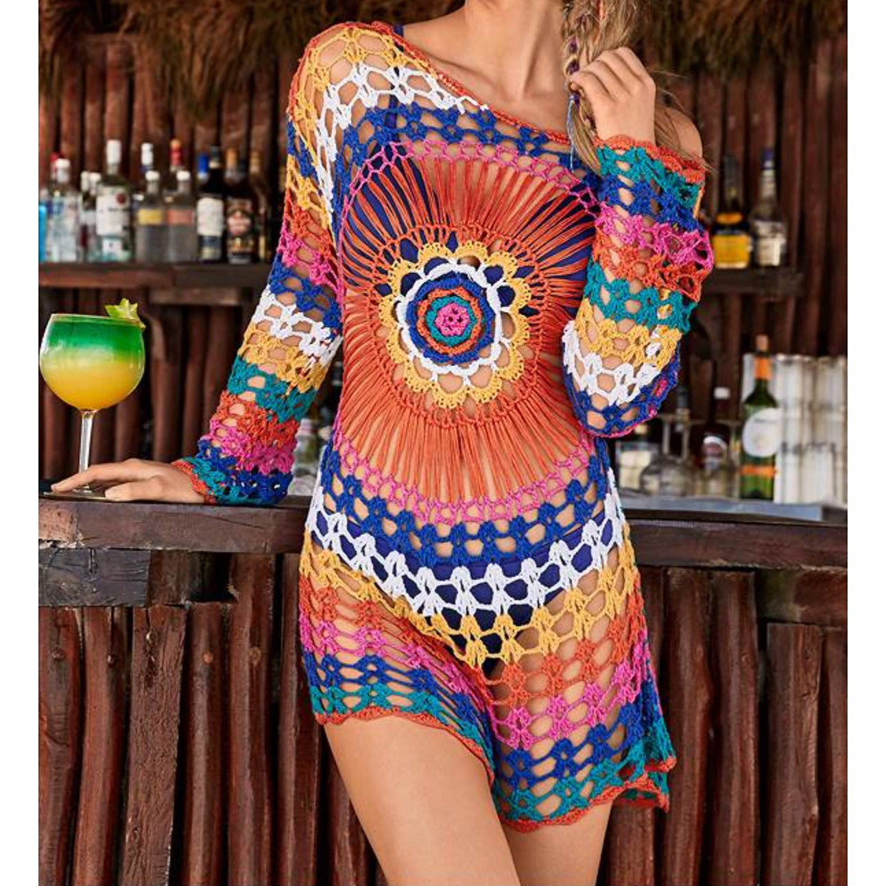 Front View Of Crochet Detail Cover-Up