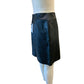 Side View Of Women's Short Leather Skirt With Side Slit