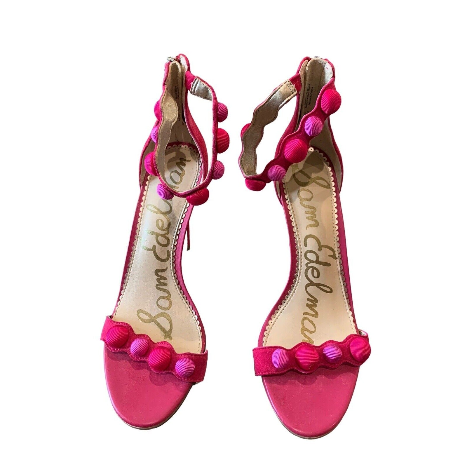 4 1/4" Pink High-Heel Ankle Strap Sandals