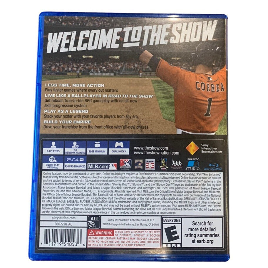 back of case cover with image of a baseball player and video game credits
