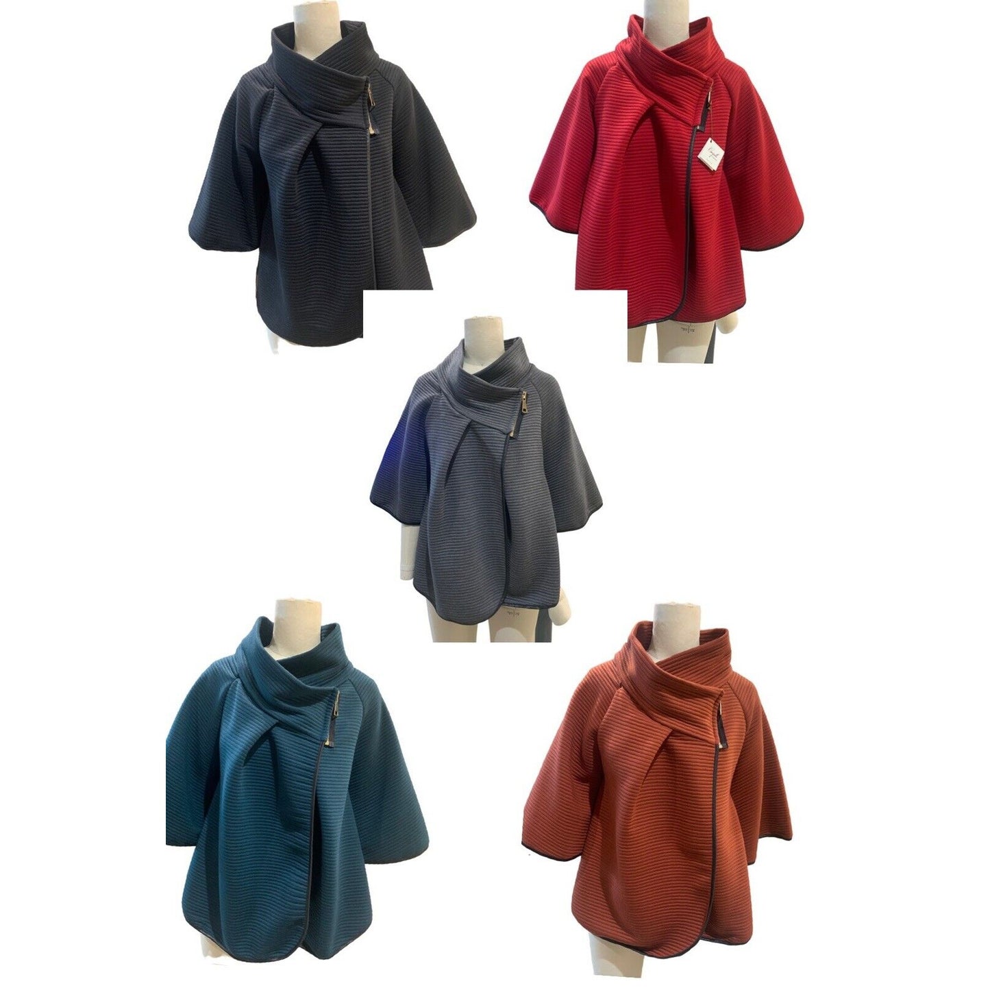 Canipelle Large Ribbed Cape-Style Collared Jacket