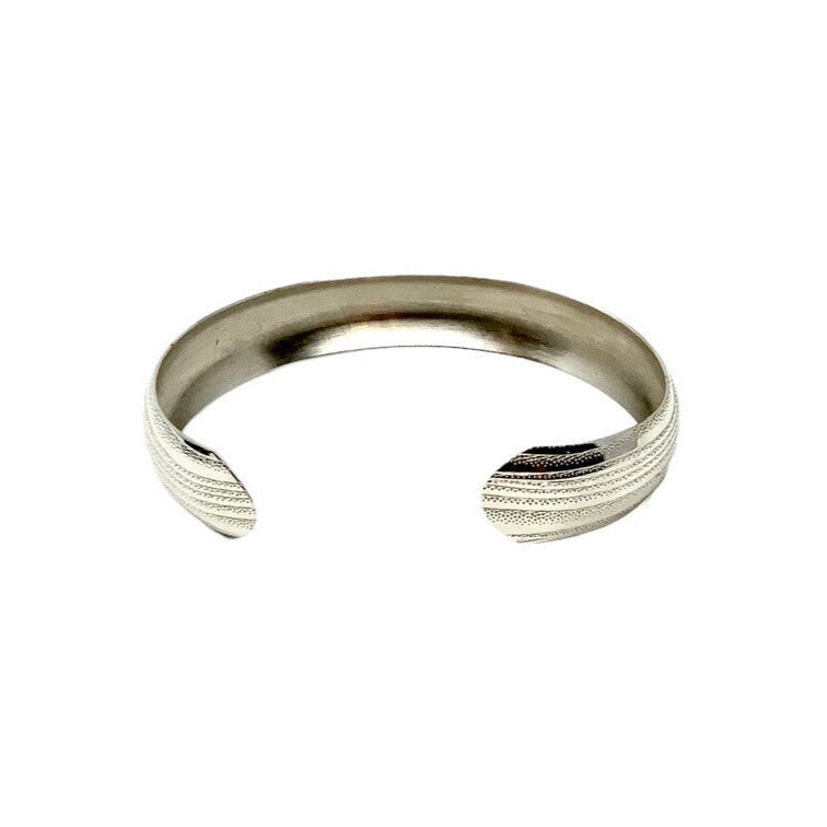Textured Silver-Tone Small Cuff Bracelet
