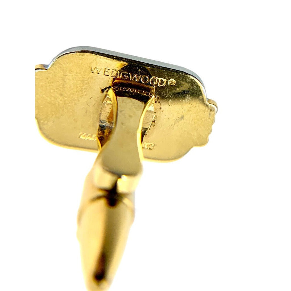 Back Of Sailboat Gold Tone Cufflinks With Brand Stamp