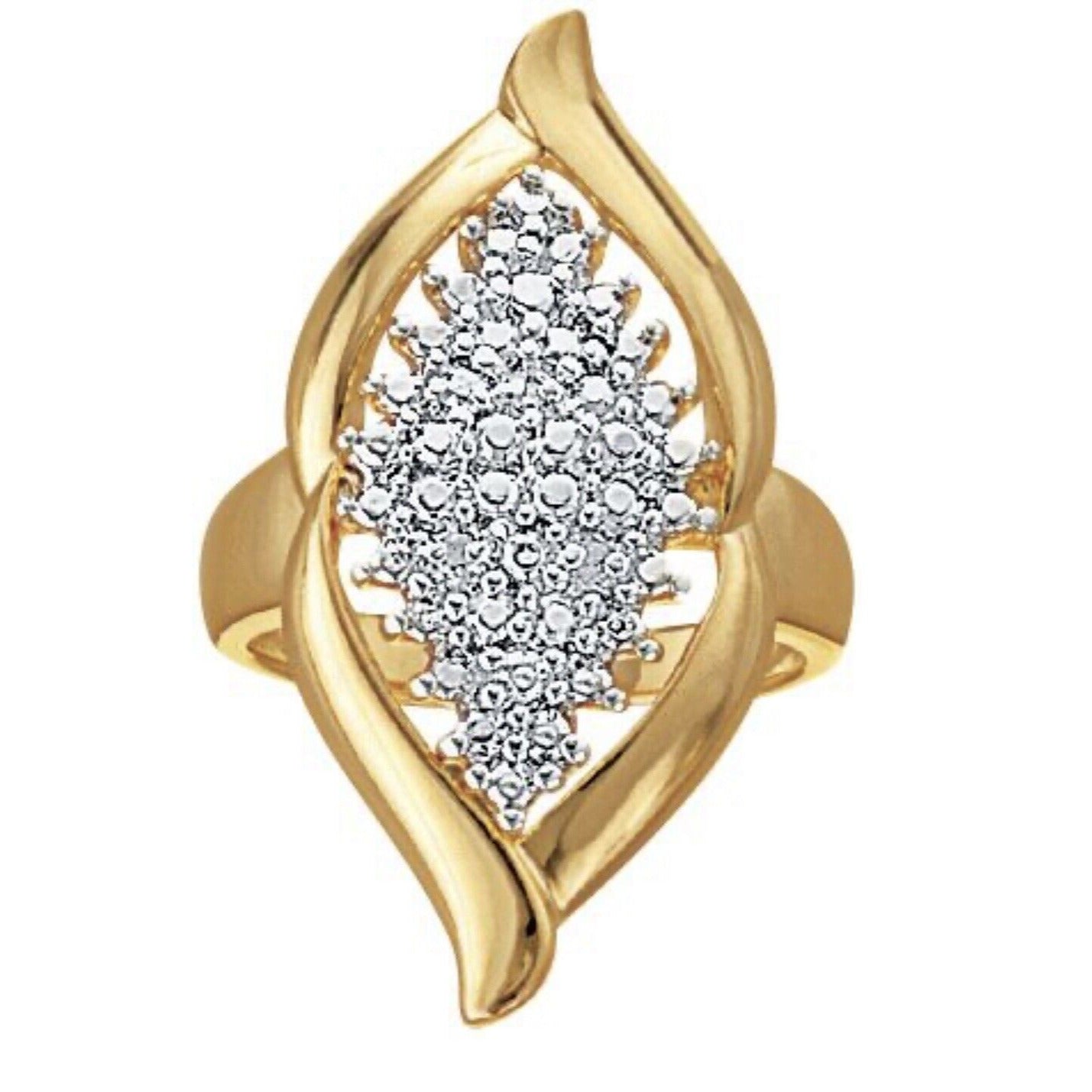 18k Gold Over Sterling Silver Diamond Accent Cluster Ring On White Background