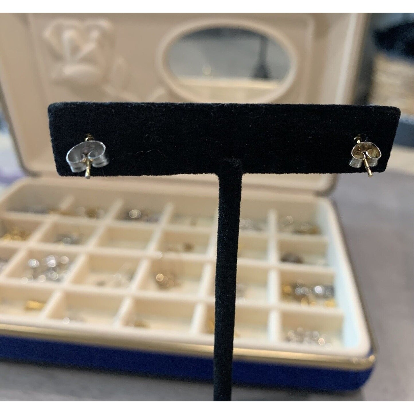 Miniature Gold-Tone Faux Amethyst Stud Post Earrings