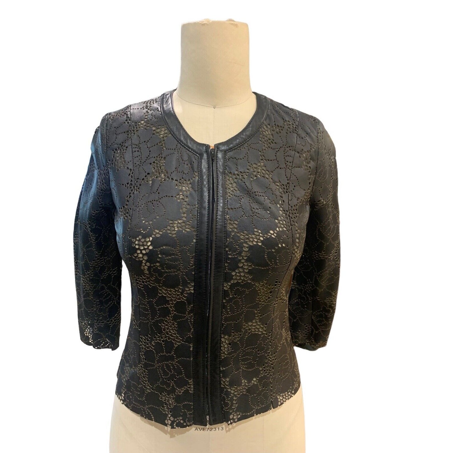 Canipelle Nappa Leather Floral Perforated Shirt Jacket