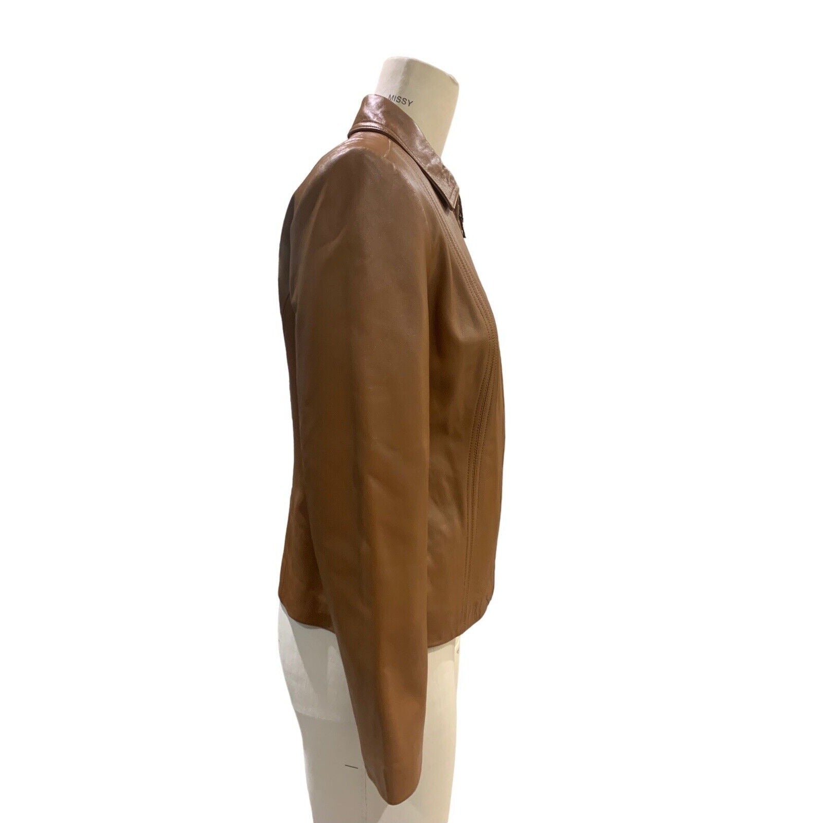 Side View Of Women's Leather Jacket