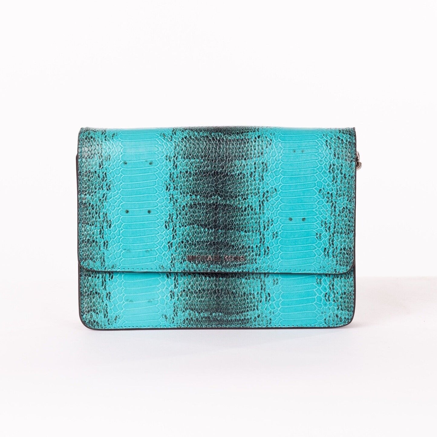 Turquoise Snake Skin Printed Crossbody Handbag