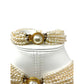 Multi Strand Faux Pearl Necklace and Bracelet with Large Faux Pearl Clasp