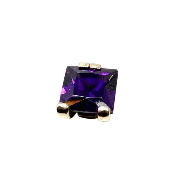 Cushion Cut Squared Shaped 4carat Faux Amethyst Pendant Set in Sterling Silver