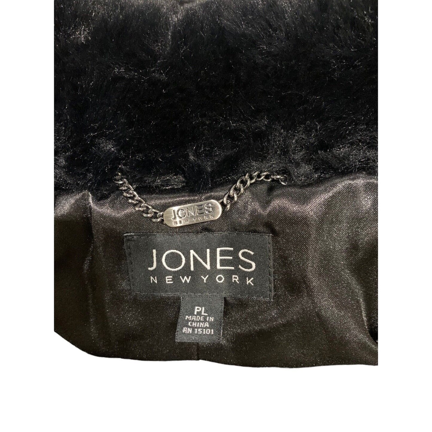 Jones New York Faux Fur Plush Channel Coat