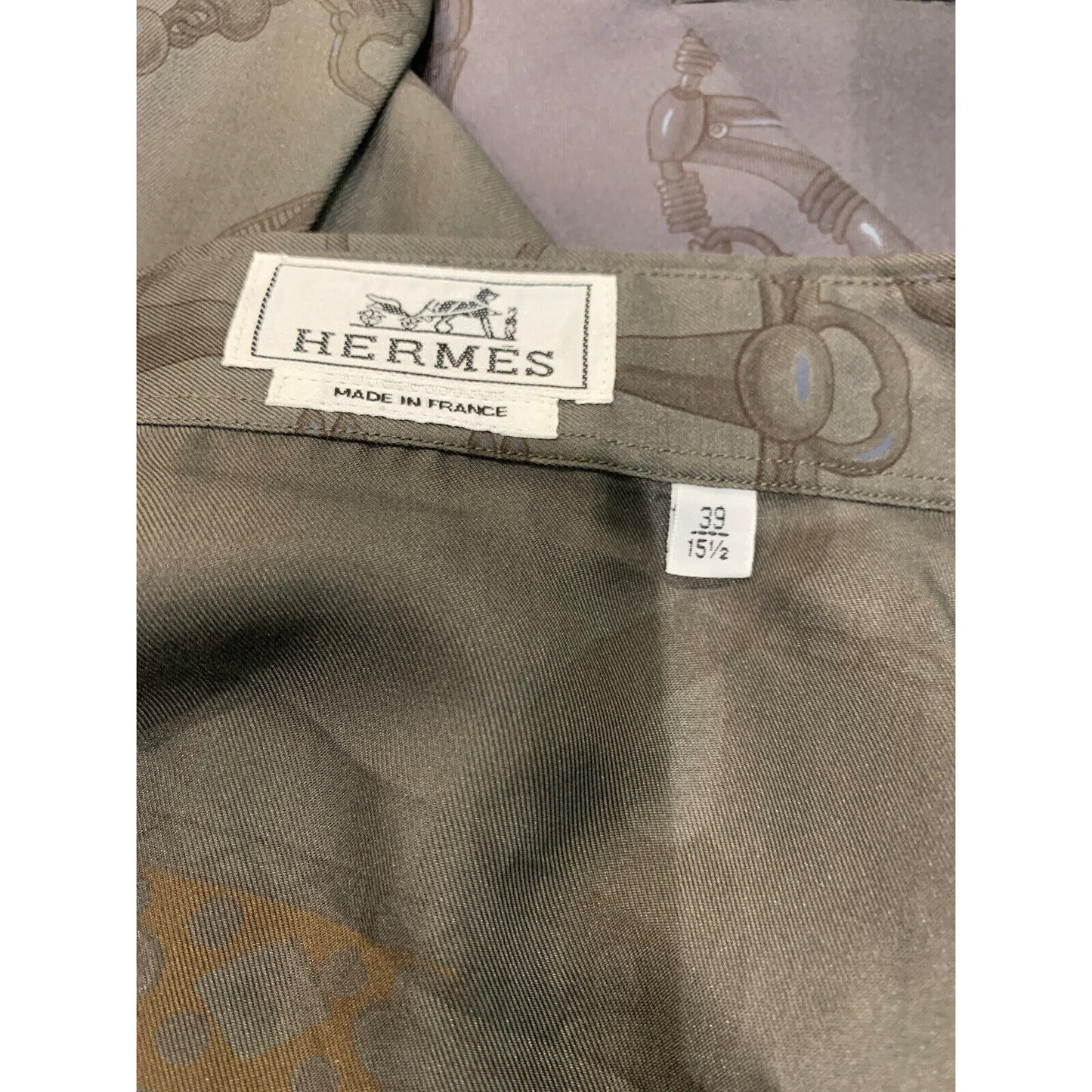 Hermes Men's Collared Button-Front Silk Shirt With Bit And Bracelet Print