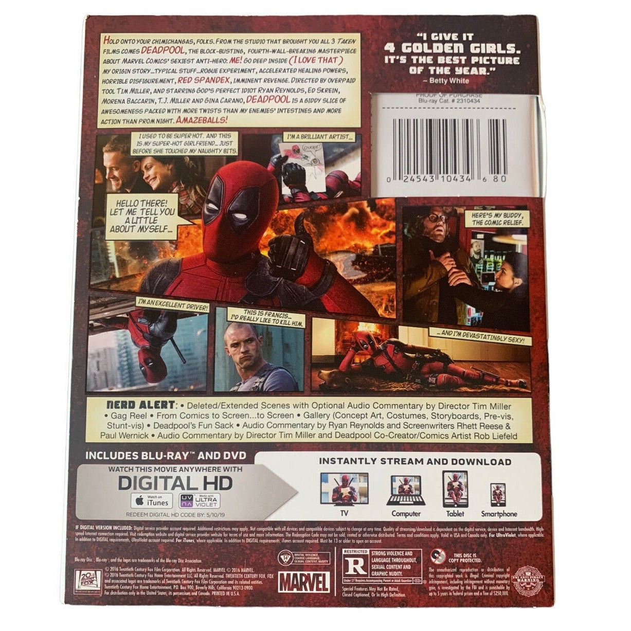 Deadpool (Blu-Ray DVD, 2016)