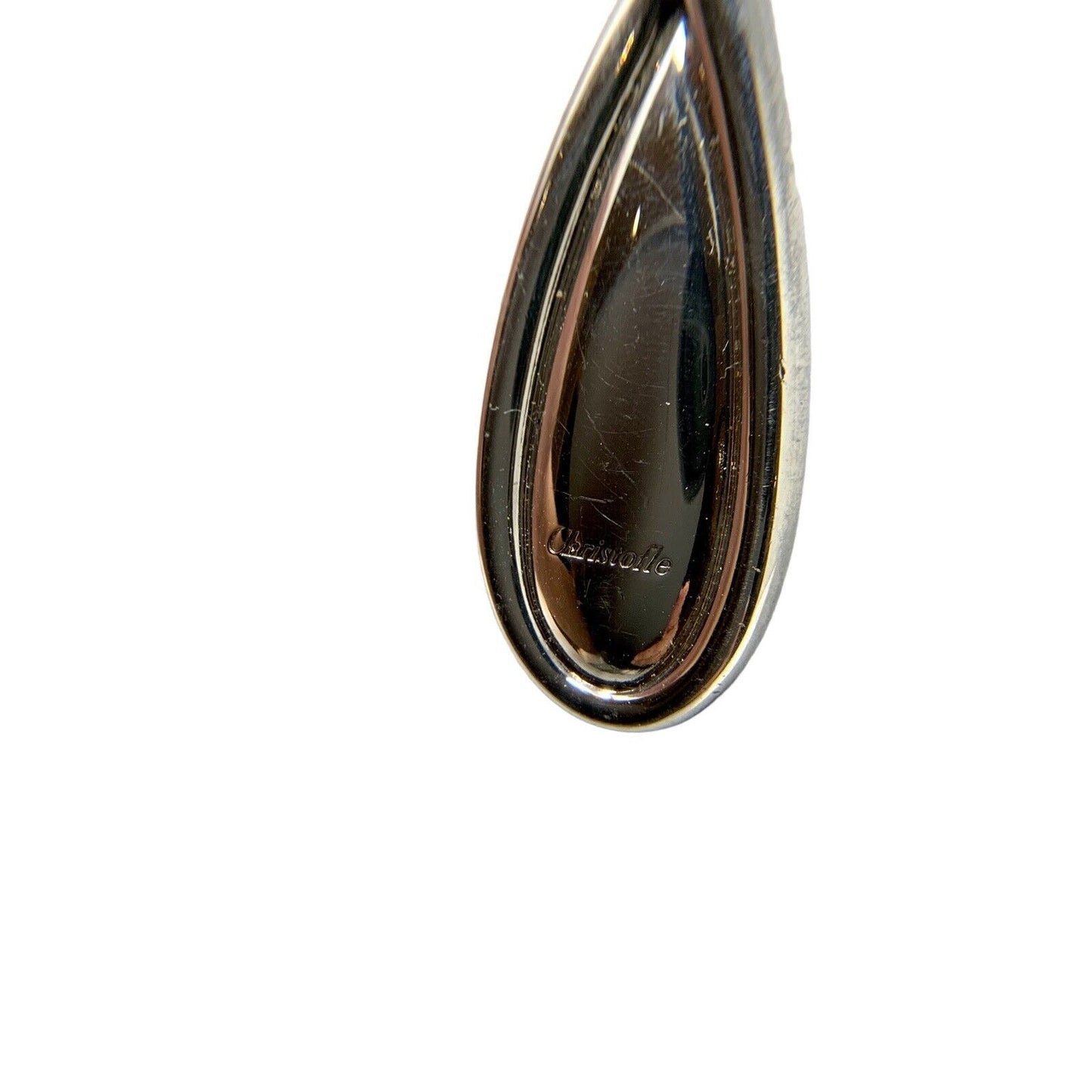 Large Silver Christofle And Teardrop Pendant on a Black Adjustable Cord