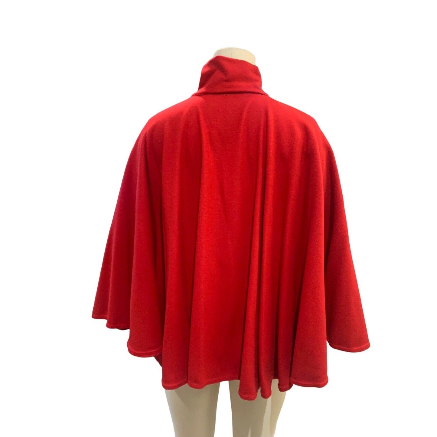 Back View Of Red High-Collar 3/4 Zip Cape