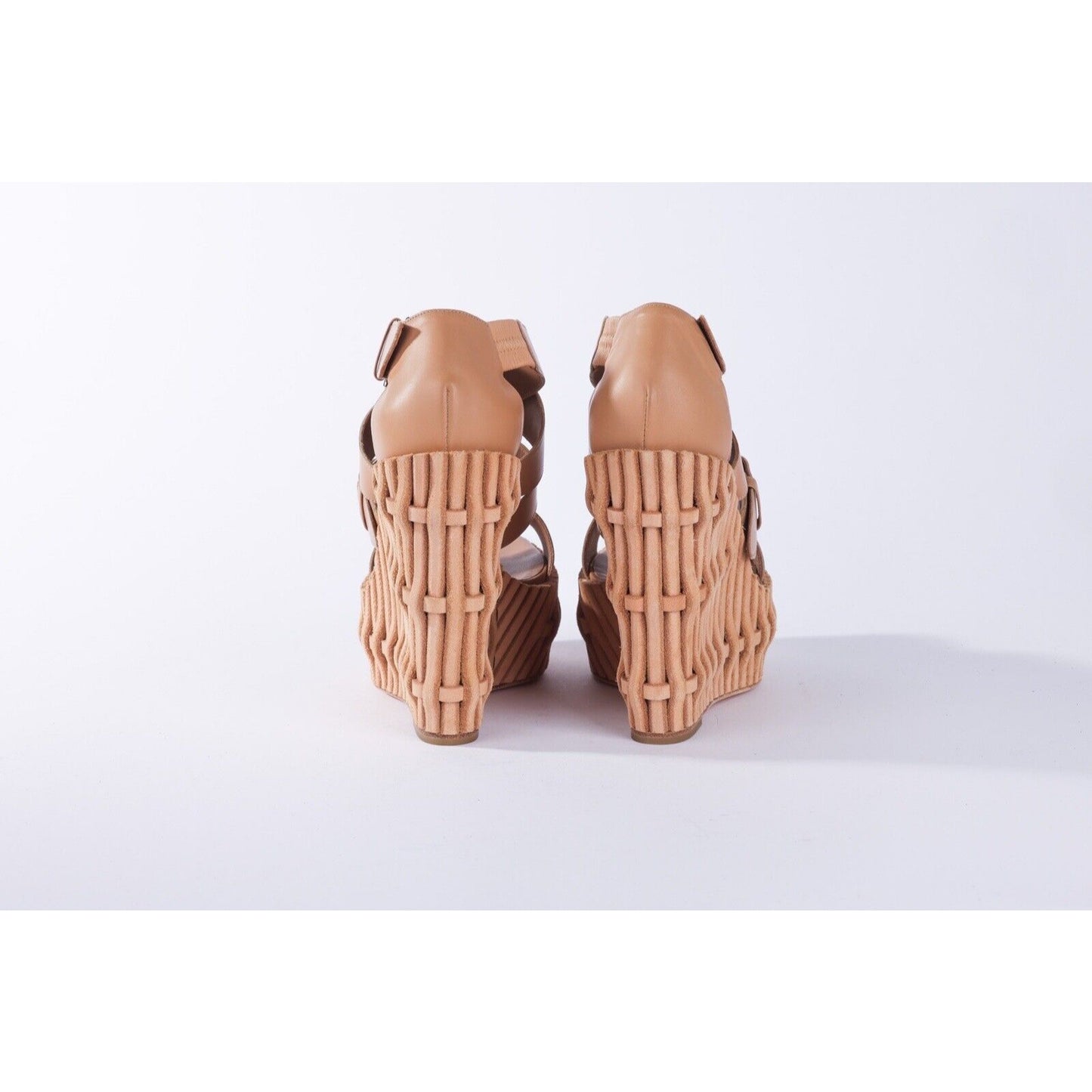 Hermes Women's Celeste Style Leather Basket Weave Wedge Heel