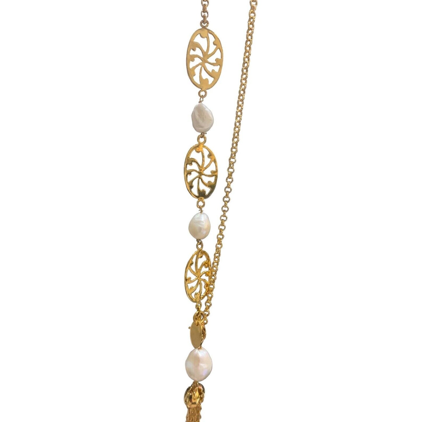 Canipelli Firenze Gold Plated Pearl and Medallion Necklace